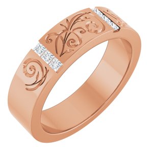 Floral Diamond Wedding Band — 1.75 X 1.75 mm Square (127029) — 14K Rose Gold