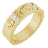 Floral Diamond Wedding Band — 1.75 X 1.75 mm Square (127029) — 14K Yellow Gold