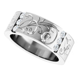 The Helix — Accented Floral 3mm Wedding Band - view 5