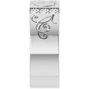 The Helix — Accented Floral 3mm Wedding Band - view 4