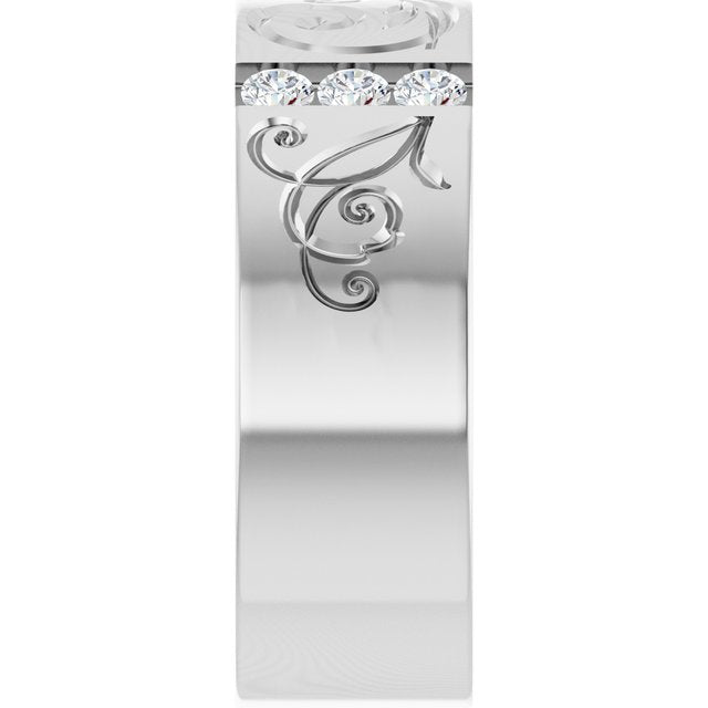 The Helix — Accented Floral 3mm Wedding Band - view 4