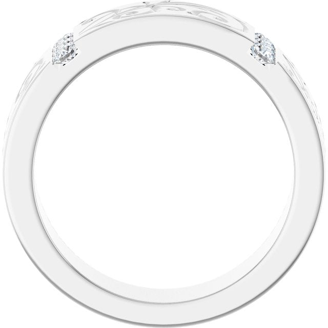 The Helix — Accented Floral 3mm Wedding Band - view 2