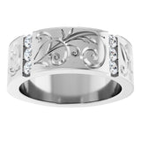 The Helix — Accented Floral 3mm Wedding Band - view 3
