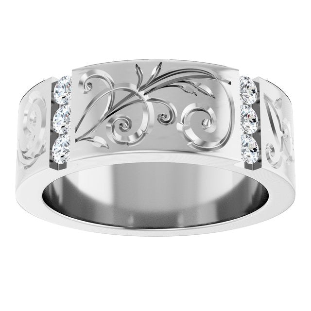 The Helix — Accented Floral 3mm Wedding Band - view 3