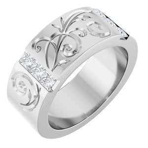 Floral Diamond Wedding Band — 2.75 X 2.75 mm Square (127029)