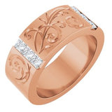 Floral Diamond Wedding Band — 2.75 X 2.75 mm Square (127029) — 14K Rose Gold