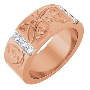 Floral Diamond Wedding Band — 2.75 X 2.75 mm Square (127029) — 14K Rose Gold