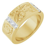 Floral Diamond Wedding Band — 2.75 X 2.75 mm Square (127029) — 14K Yellow Gold