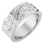 Floral Diamond Wedding Band — 2.5 mm Round (127029)
