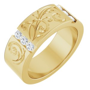 Floral Diamond Wedding Band — 2.5 mm Round (127029) — 14K Yellow Gold