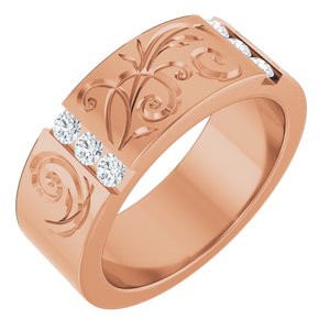 Floral Diamond Wedding Band — 2.5 mm Round (127029) — 14K Rose Gold