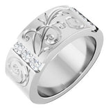 Floral Diamond Wedding Band — 3 X 3 mm Cushion (127029)