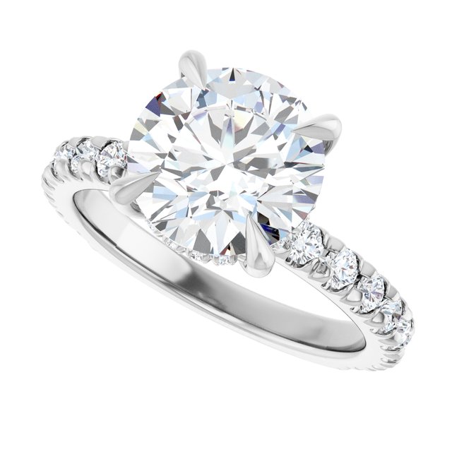 The Raya — Round Hidden Halo Engagement Ring - ViewE