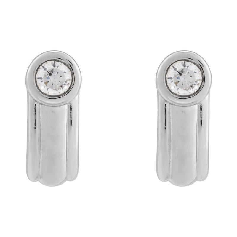 1/5 ct tw Round Lab Grown Diamond Solitaire J-Hoop Earrings in 14... - view 2