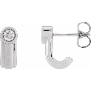 The Bellona — Round Solitaire J-Hoop Earrings - Rose