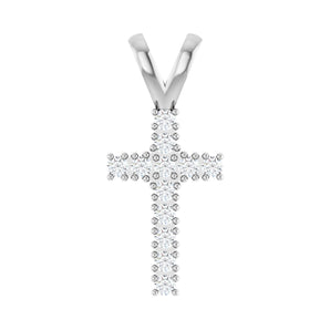 1/2 ct Round Lab Grown Diamond Accented Cross Pendant in 14K Whit...