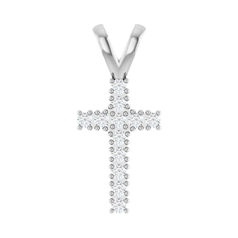 1/2 ct Round Lab Grown Diamond Accented Cross Pendant in 14K Whit...