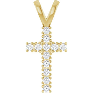 The Gemma — Round Accented Cross Pendant - Yellow