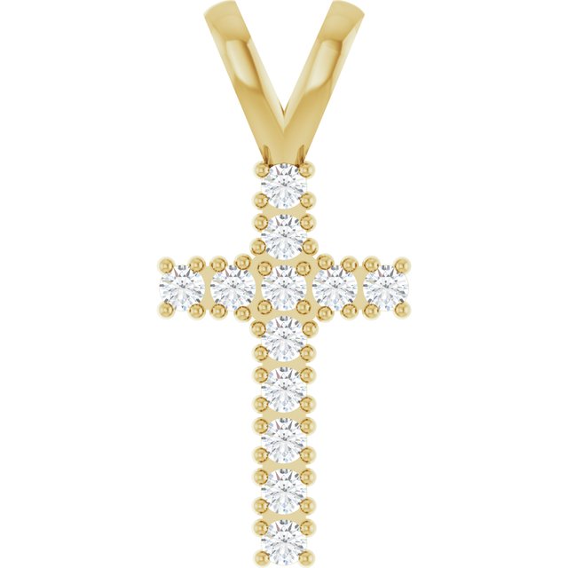 The Gemma — Round Accented Cross Pendant - Yellow