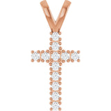The Gemma — Round Accented Cross Pendant - Rose