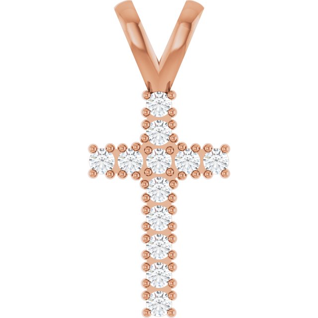 The Gemma — Round Accented Cross Pendant - Rose