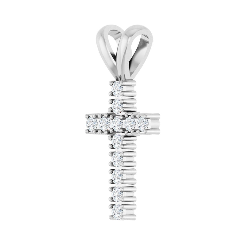 1/2 ct Round Lab Grown Diamond Accented Cross Pendant in 14K Whit... - view 2