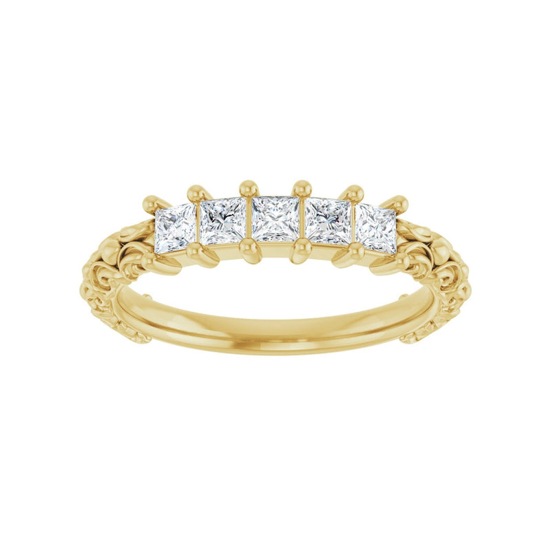 1/2 ct tw Five-Stone Lab Grown Anniversary Band in 14K White Gold... - view 3