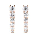 1/2 ct tw Round Lab Grown Diamond Accented Hoop Earrings in 14K W...