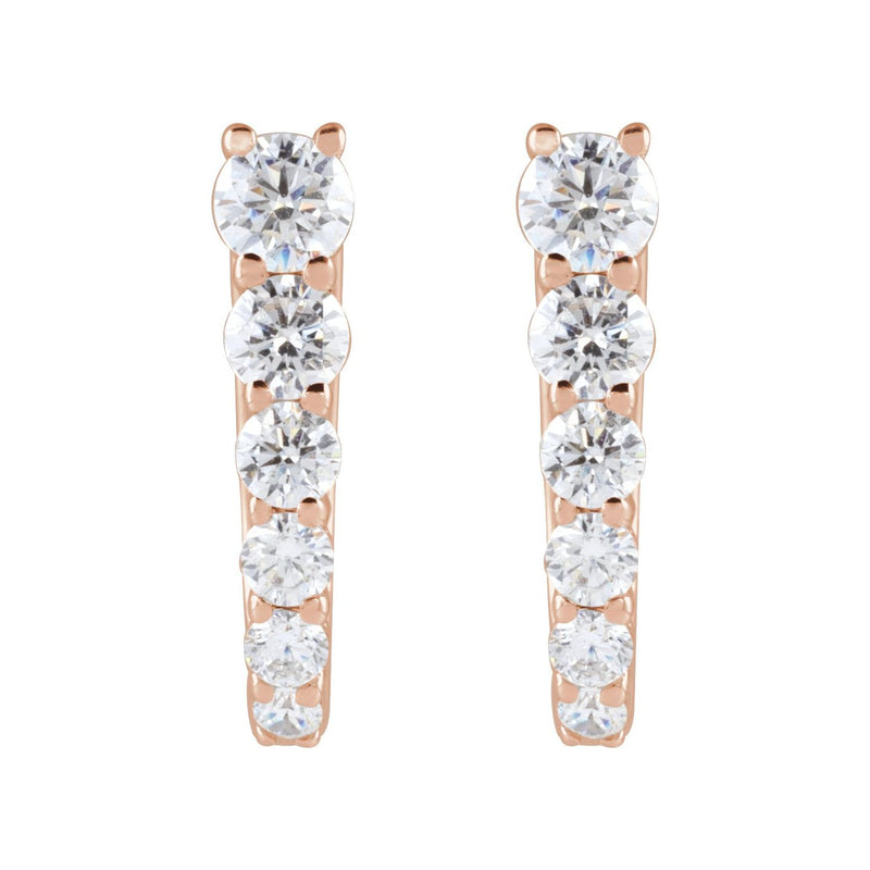 1/2 ct tw Round Lab Grown Diamond Accented Hoop Earrings in 14K W...