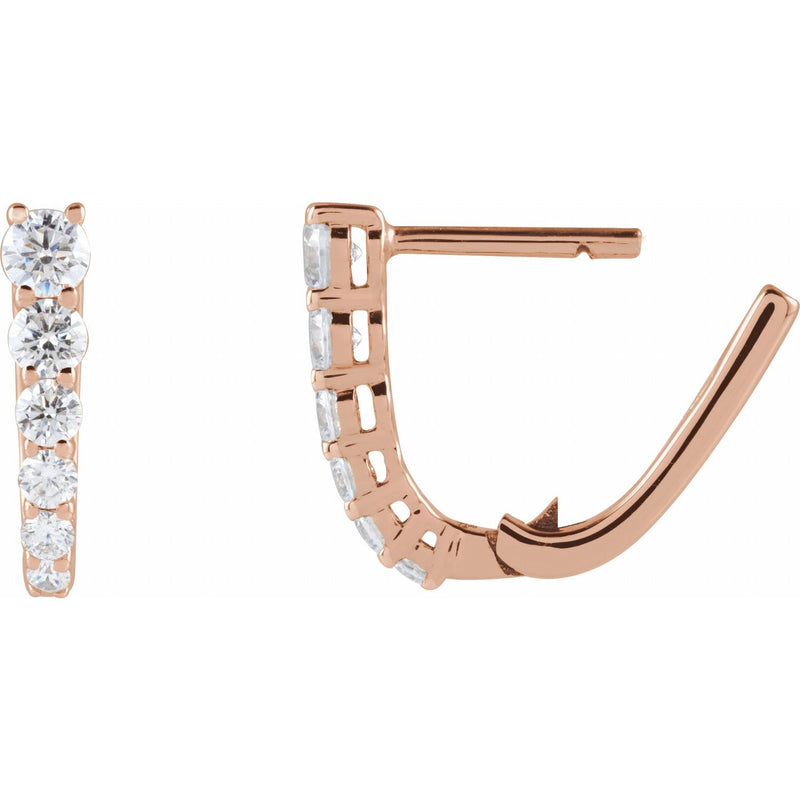 1/2 ct tw Round Lab Grown Diamond Accented Hoop Earrings in 14K W... - view 3