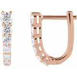 1/2 ct tw Round Lab Grown Diamond Accented Hoop Earrings in 14K W... - view 2