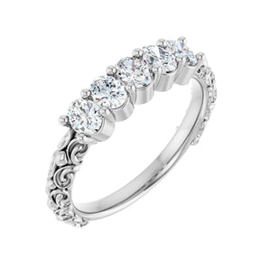 3/4 ct tw Five-Stone Lab Grown Anniversary Band in 14K White Gold...