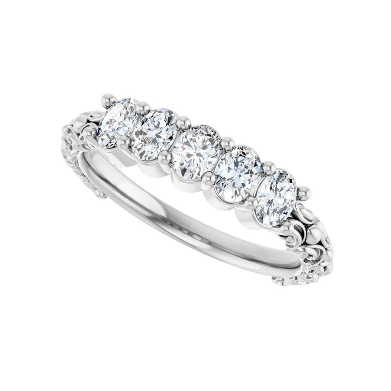 3/4 ct tw Five-Stone Lab Grown Anniversary Band in 14K White Gold... - view 5