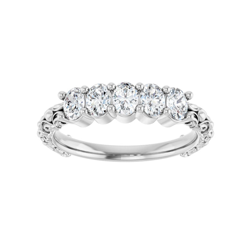 3/4 ct tw Five-Stone Lab Grown Anniversary Band in 14K White Gold... - view 3