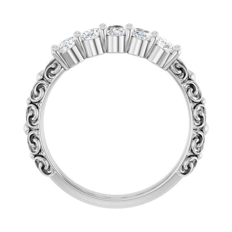 3/4 ct tw Five-Stone Lab Grown Anniversary Band in 14K White Gold... - view 2