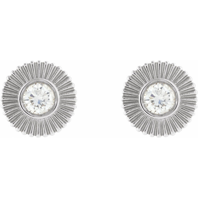 1/3 ct tw Round Lab Grown Diamond Accented Stud Earrings in 14K W... - view 2