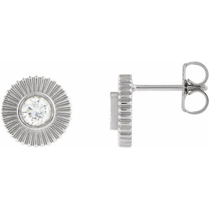1/3 ct tw Round Lab Grown Diamond Accented Stud Earrings in 14K W...