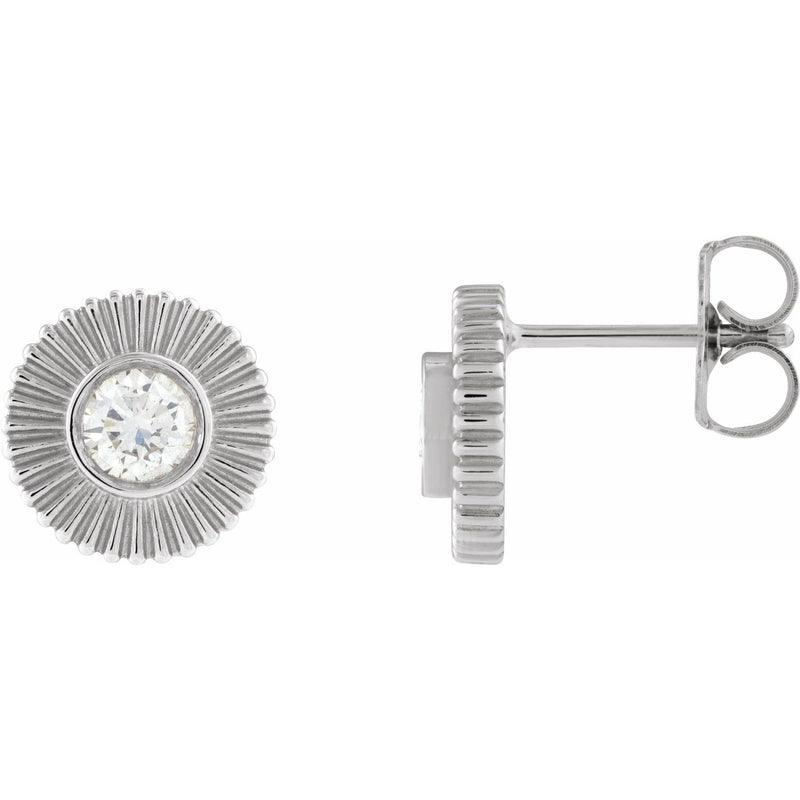 1/3 ct tw Round Lab Grown Diamond Accented Stud Earrings in 14K W...