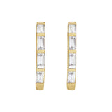 1/3 ct tw Straight Baguette Lab Grown Diamond Hoop Earrings in 14... - view 2