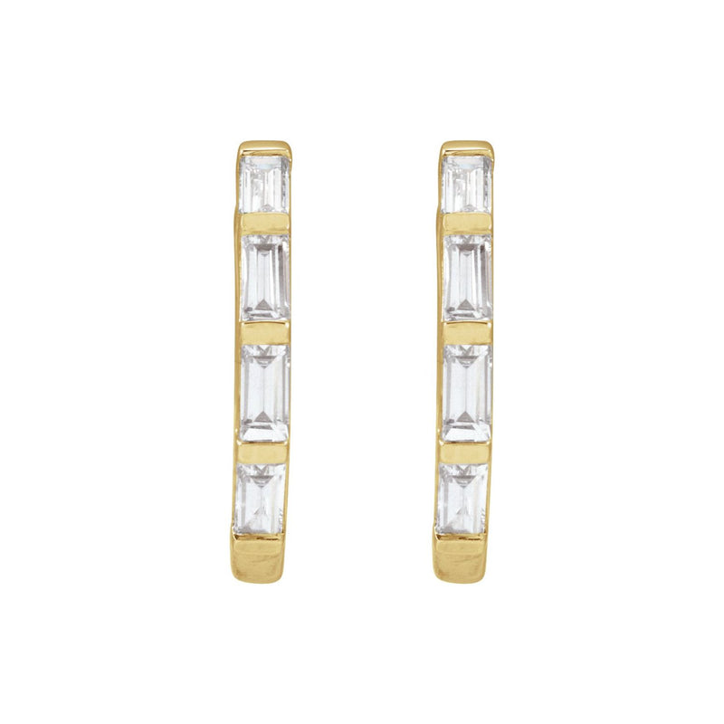 1/3 ct tw Straight Baguette Lab Grown Diamond Hoop Earrings in 14... - view 2