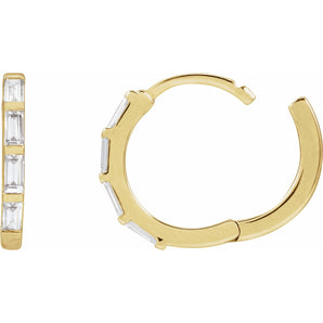 1/3 ct tw Straight Baguette Lab Grown Diamond Hoop Earrings in 14... - view 3