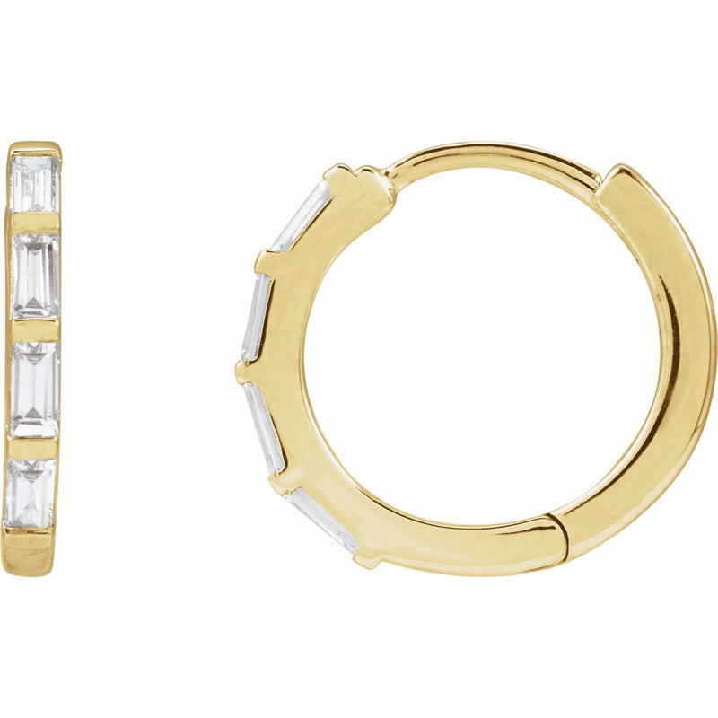 1/3 ct tw Straight Baguette Lab Grown Diamond Hoop Earrings in 14...