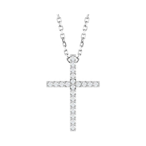 8 ct tw Cross Petite Lab Grown Diamond Necklace in 14K White Gold...