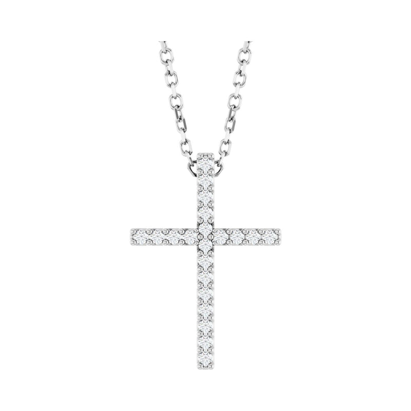 8 ct tw Cross Petite Lab Grown Diamond Necklace in 14K White Gold...