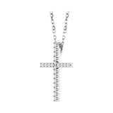 8 ct tw Cross Petite Lab Grown Diamond Necklace in 14K White Gold... - view 2