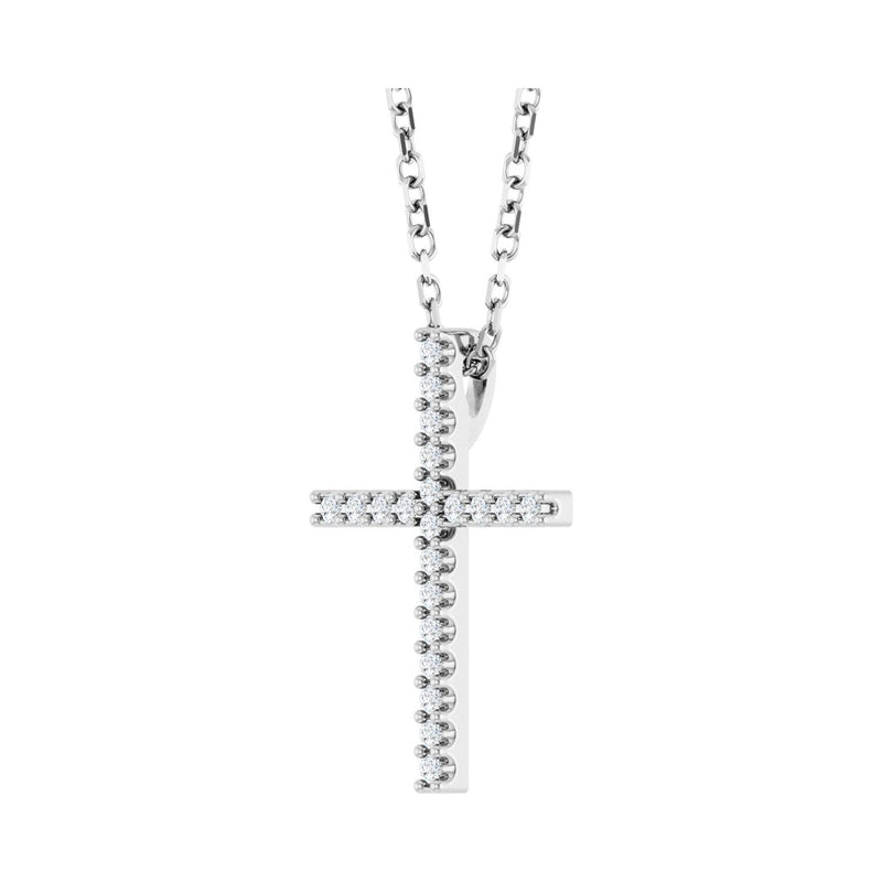 8 ct tw Cross Petite Lab Grown Diamond Necklace in 14K White Gold... - view 2