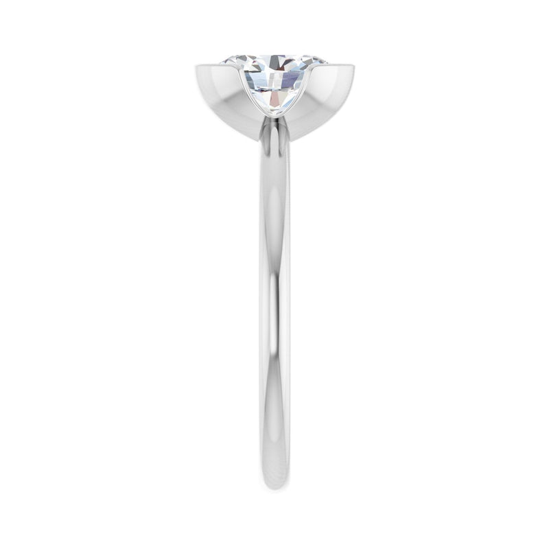 1 ct Oval Lab Grown Diamond Bezel Half-Bezel Engagement Ring in 1... - view 4