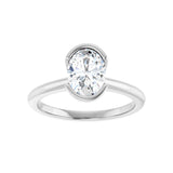 1 ct Oval Lab Grown Diamond Bezel Half-Bezel Engagement Ring in 1... - view 3