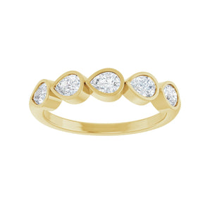 3/4 ct tw Five-Stone Bezel Lab Grown Anniversary Band in 14K Whit... - view 3