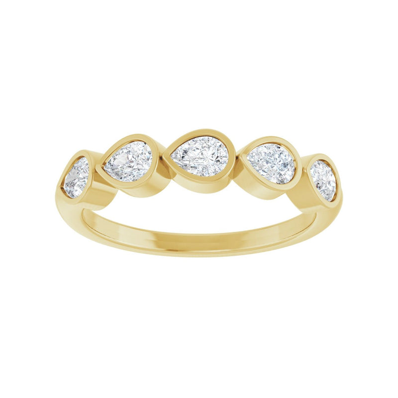 3/4 ct tw Five-Stone Bezel Lab Grown Anniversary Band in 14K Whit... - view 3
